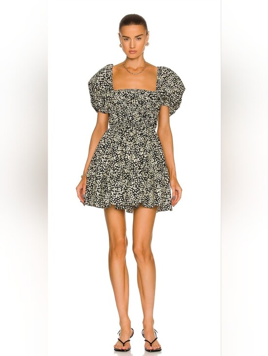 Matteau Dresses & Skirts - NWOT Matteau Shirred Peasant Puff Sleeve Mini Dress In Midnight Daisy